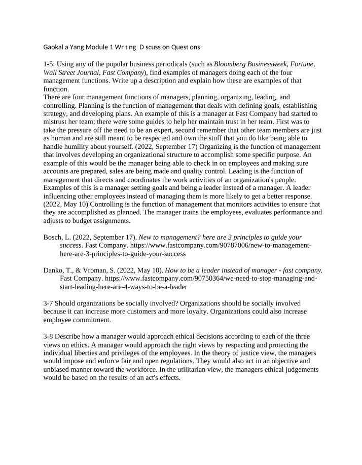 Discussion Questions for Module 1 Writing