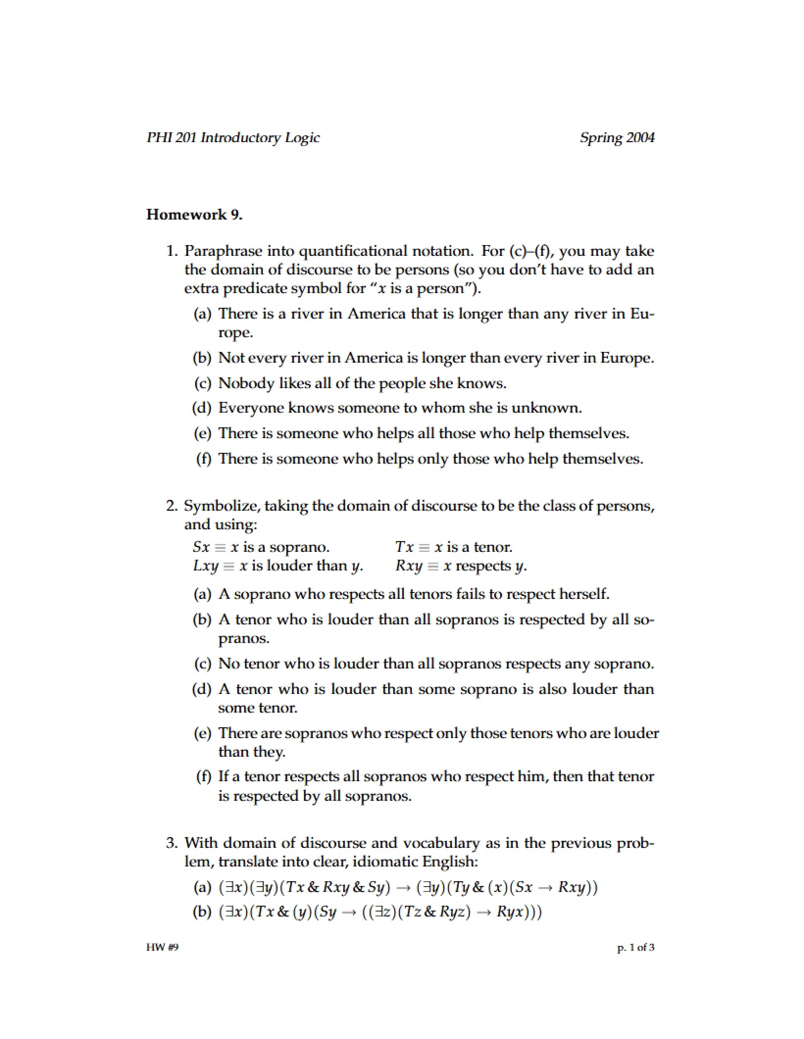 Ninth Assignment
