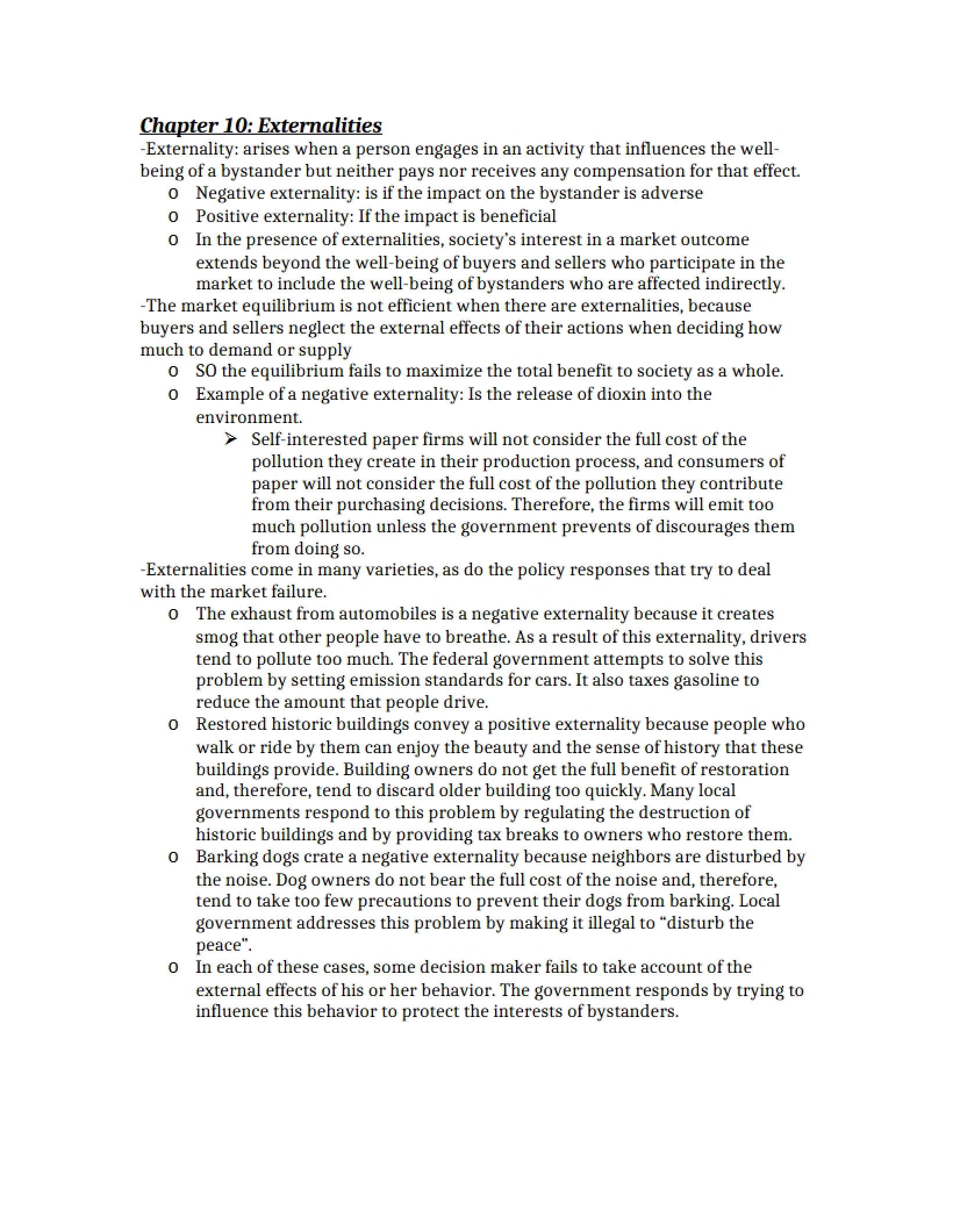 Chapter 10 Externalities