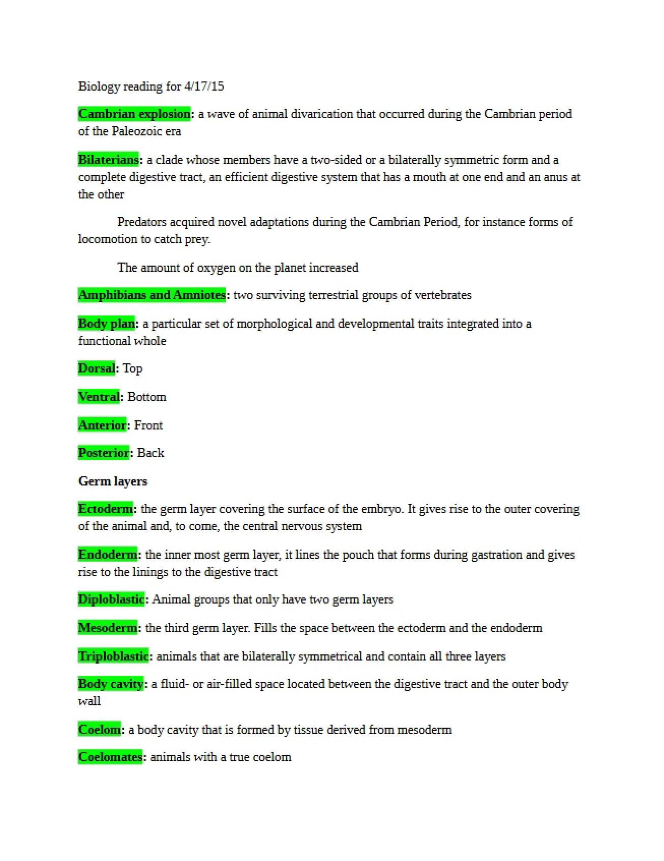 Reading Assigned for April 17, 2015