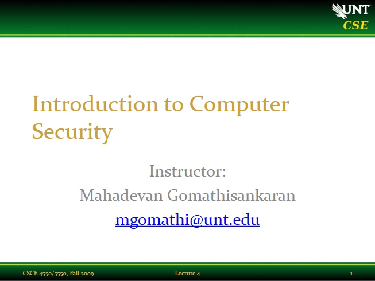 Computer Security Lecture Four