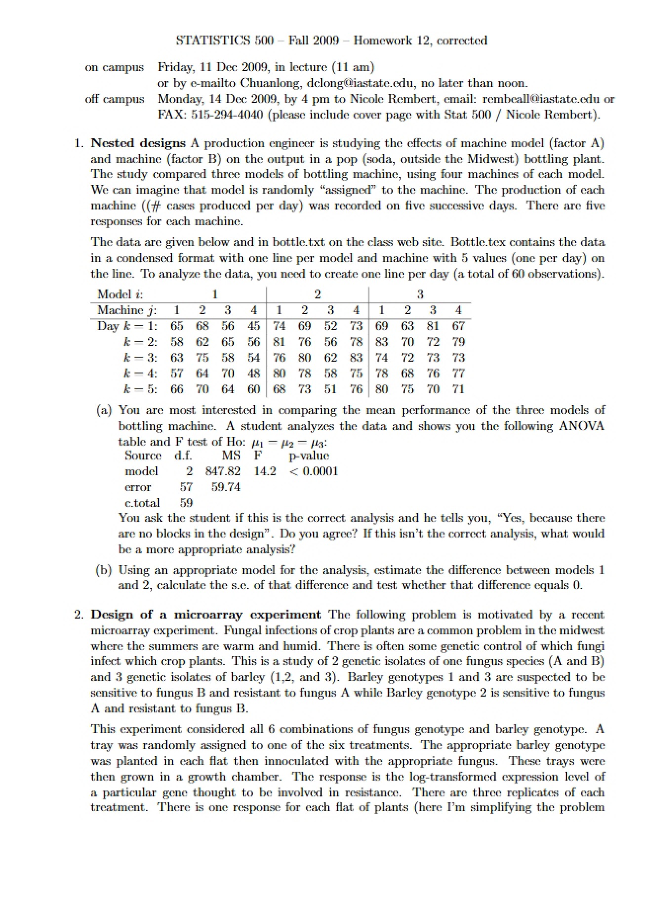 Twelfth Homework for Statistical Methods I