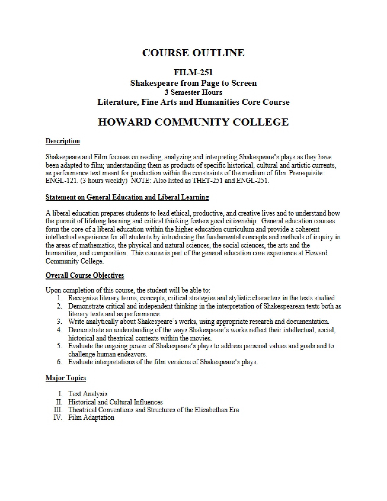 Shakespeare Page to Screen Syllabus