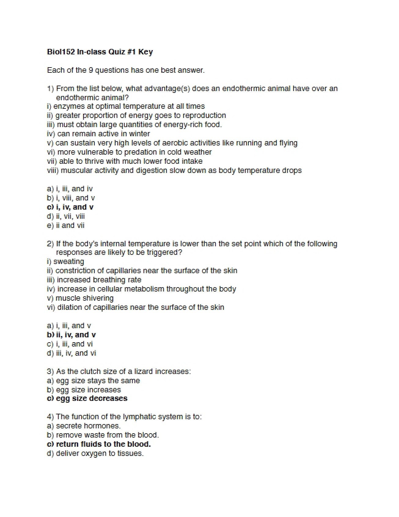 Key for Quiz One (v2a)