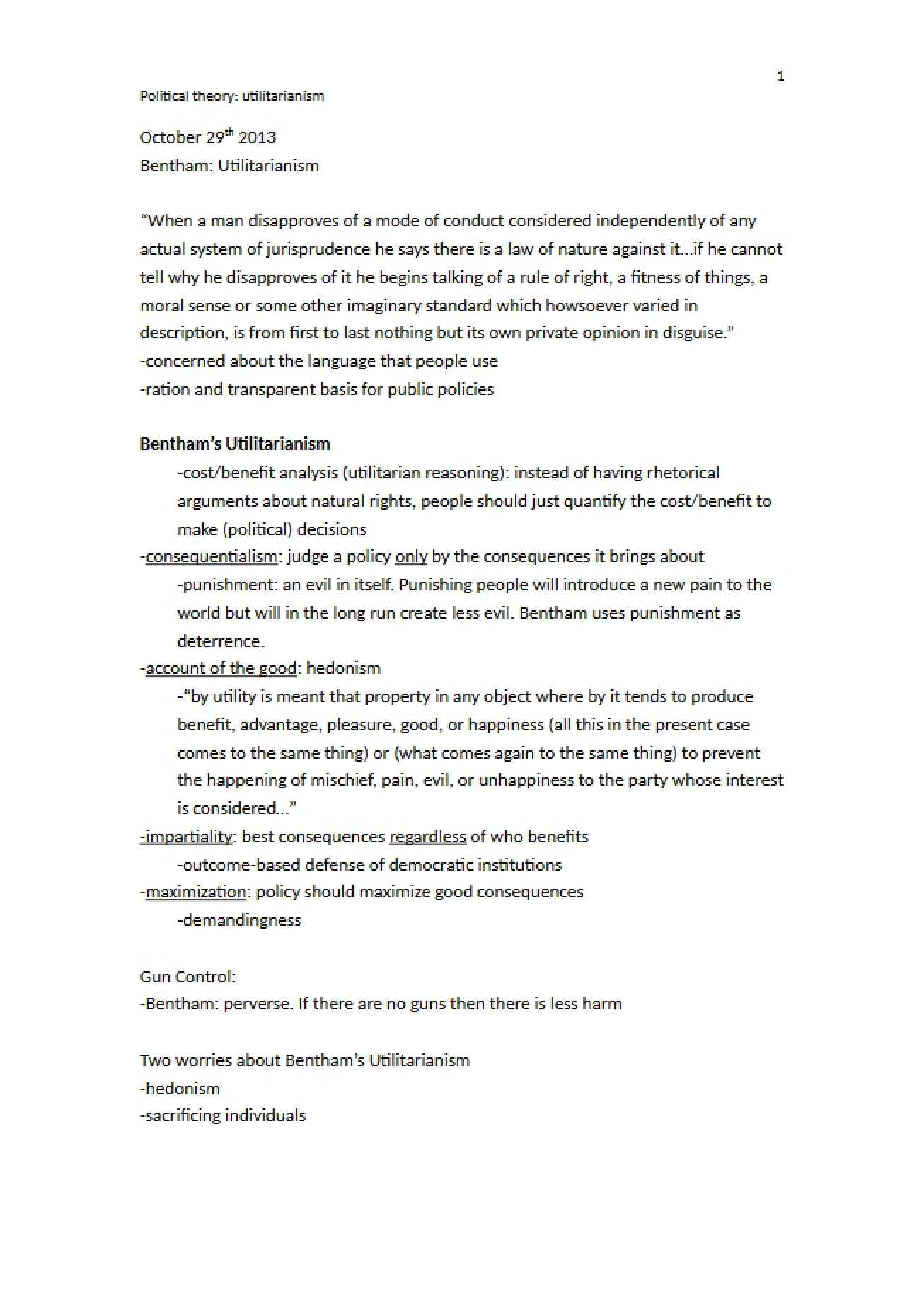 Utilitarianism and Bentham