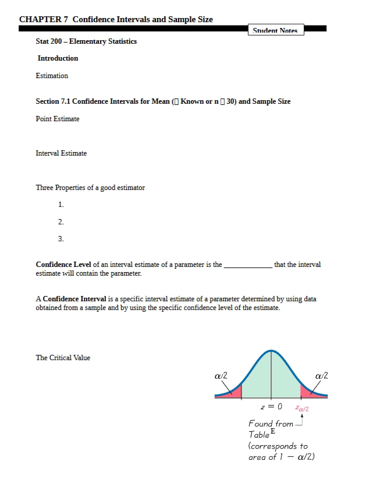 Chapter Seven Student Notes