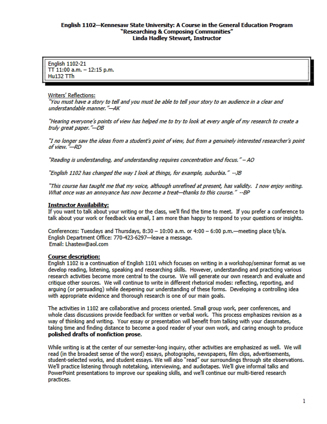 Course Outline and Requirements