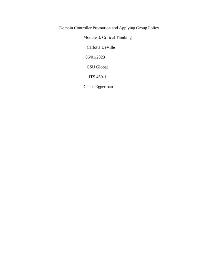 Module 3 Critical Thinking Assignment