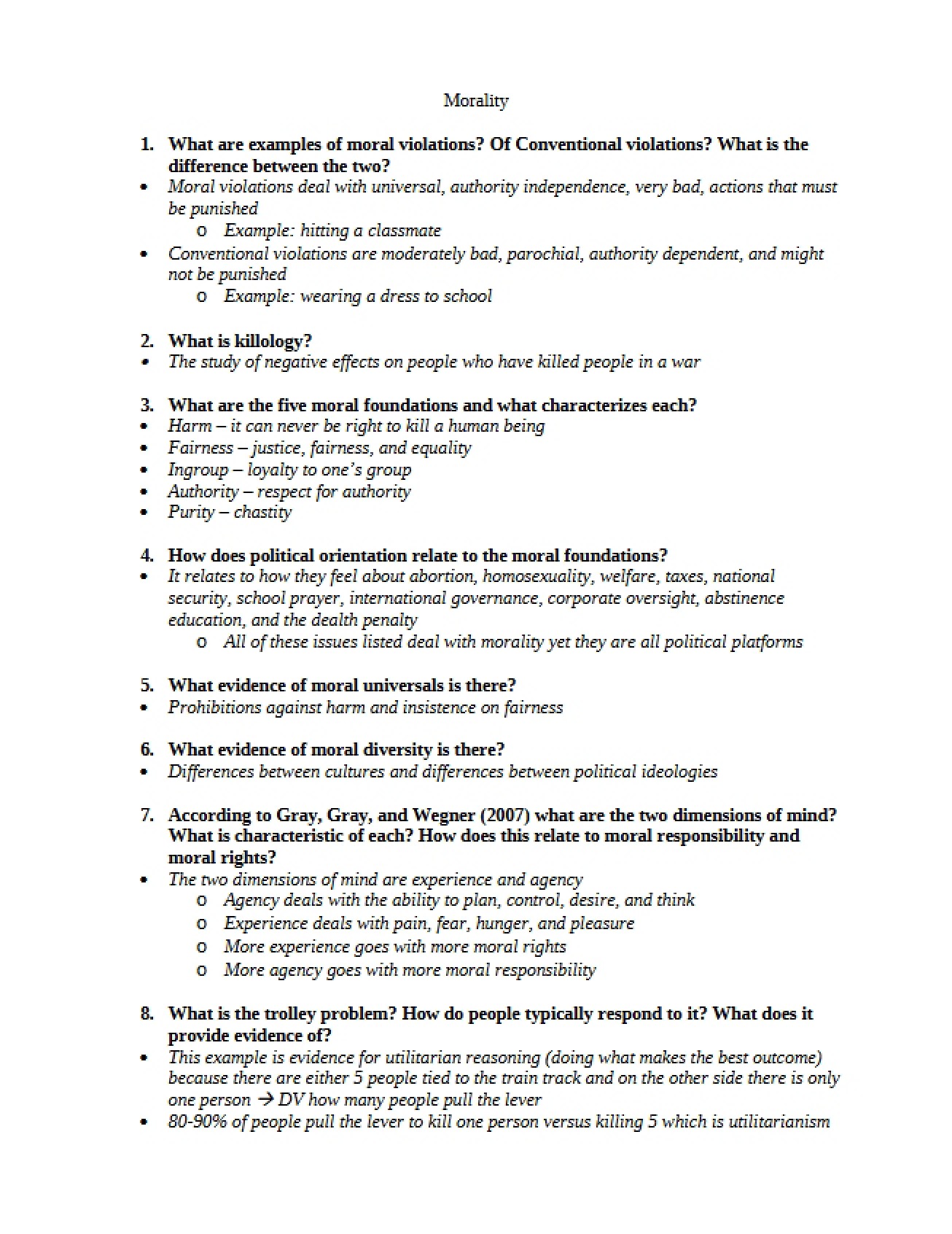 Psychology of Morality
