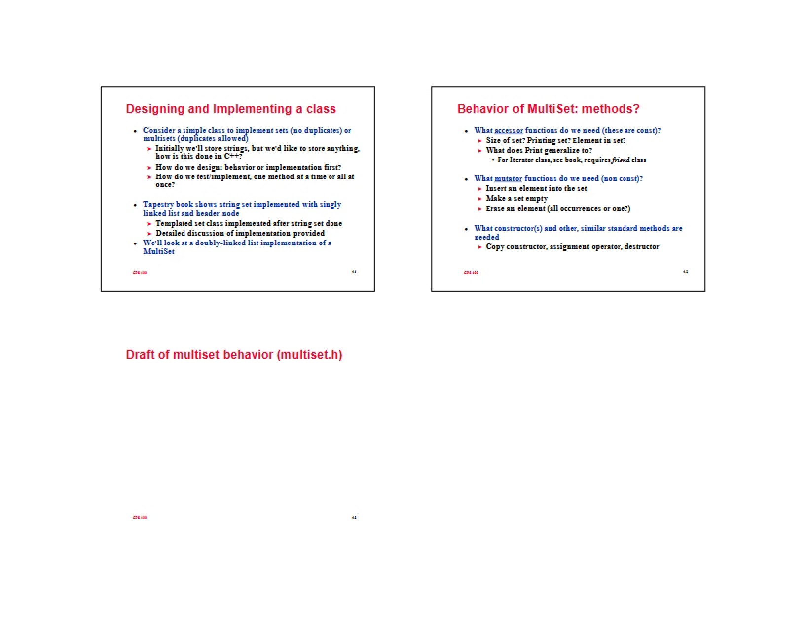 Class Implementation and Design