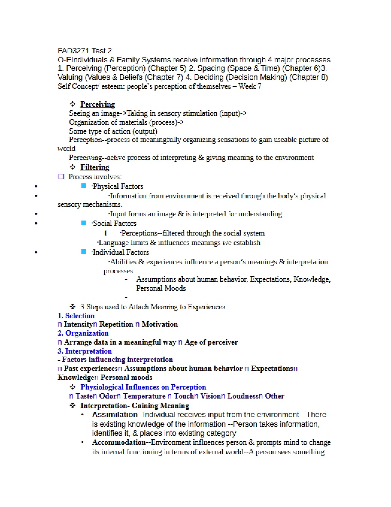 Individual and Family Development Second Examination