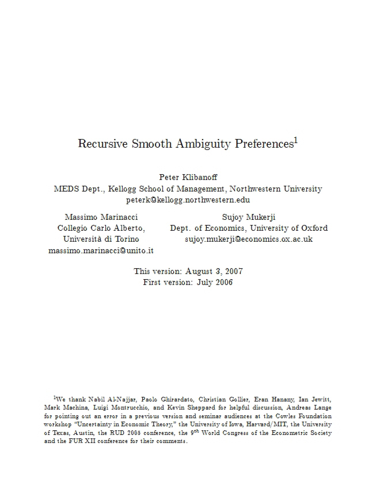 Preferences Recursive Smooth Ambiguity