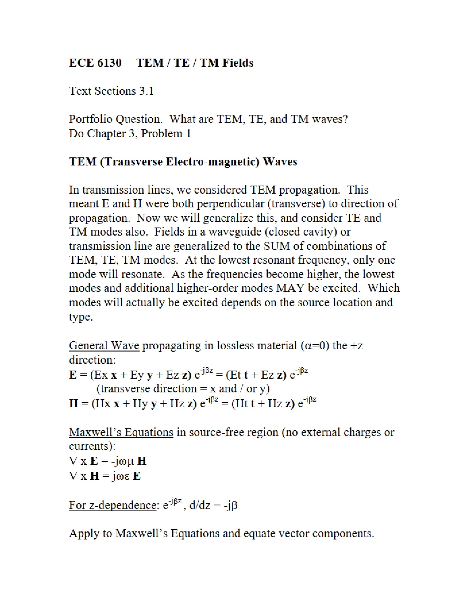 Waves Transverse Electromagnetic