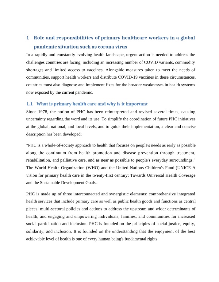 Roles and Responsibilities of Healthcare Workers in a Pandemic