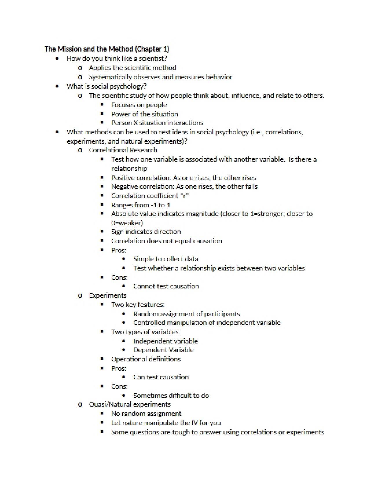 Method and Mission