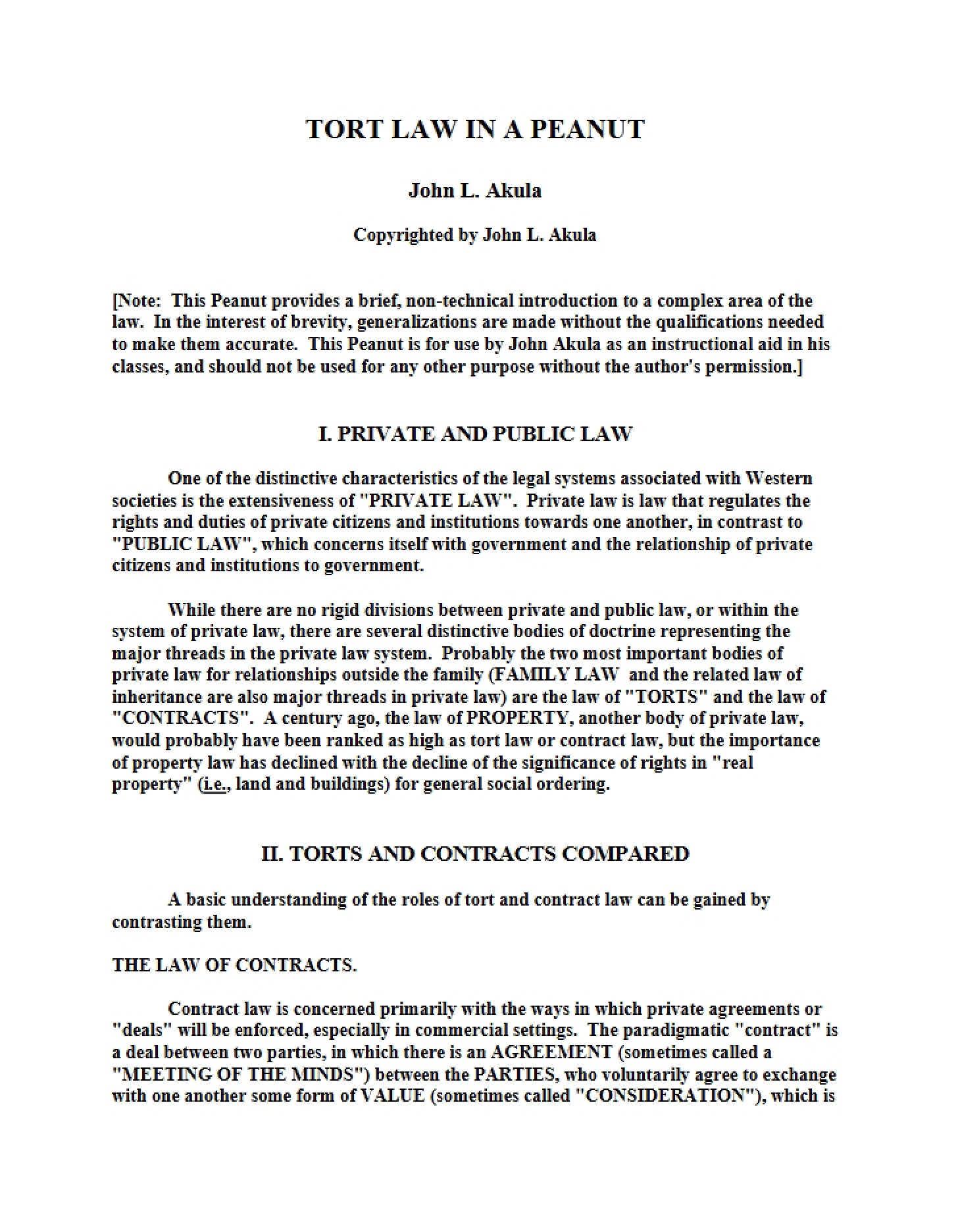 Peanut Tort Law