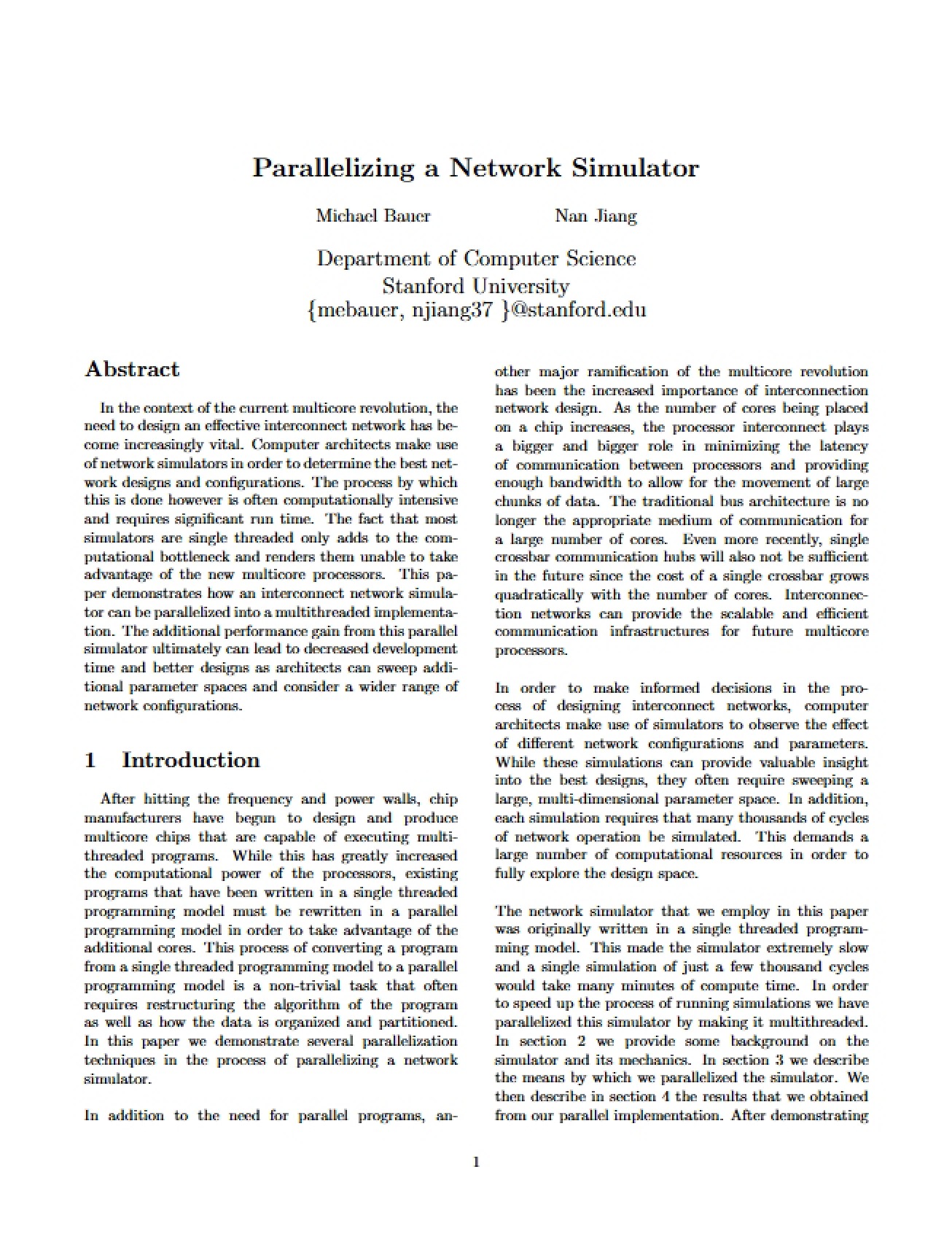 Introduction to Parallelizing a Network Simulator