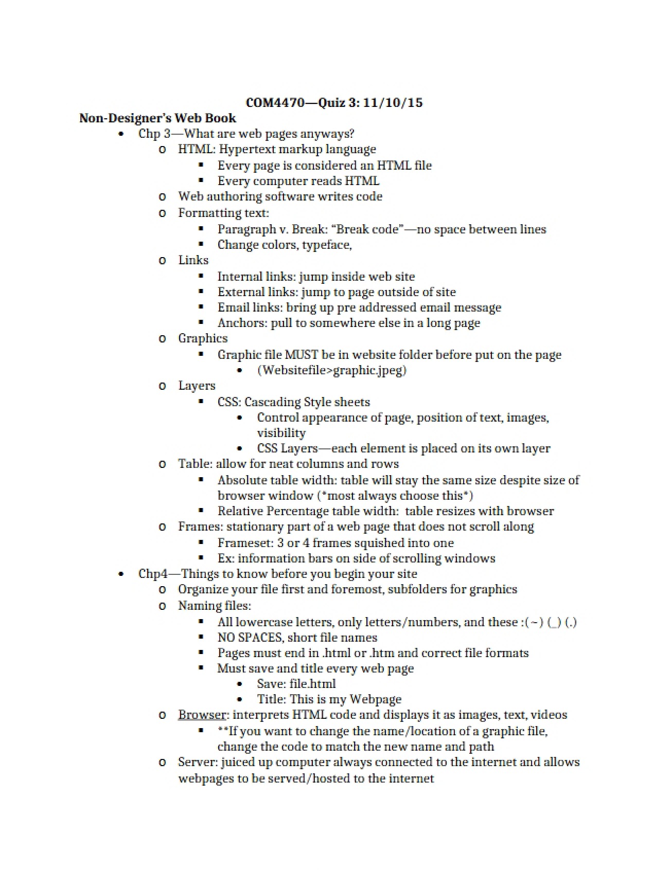 Materials for the Third Quiz