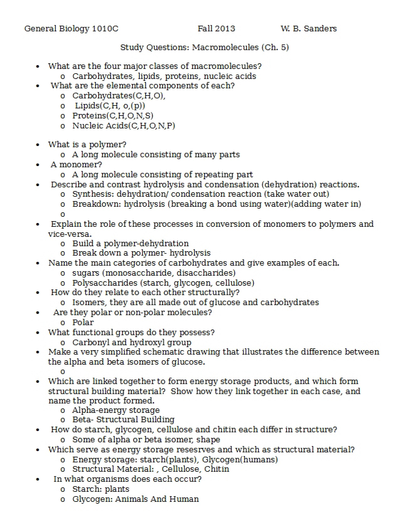 Study Questions Chapter Five