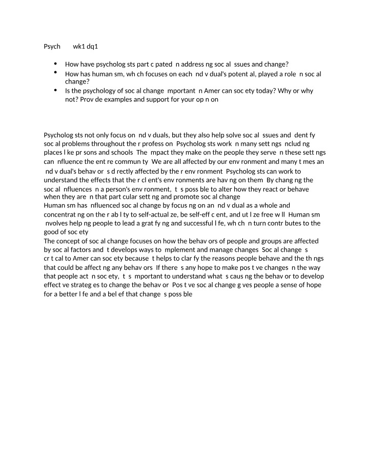 PSYCH 599 - Week 1 Discussion Question 1