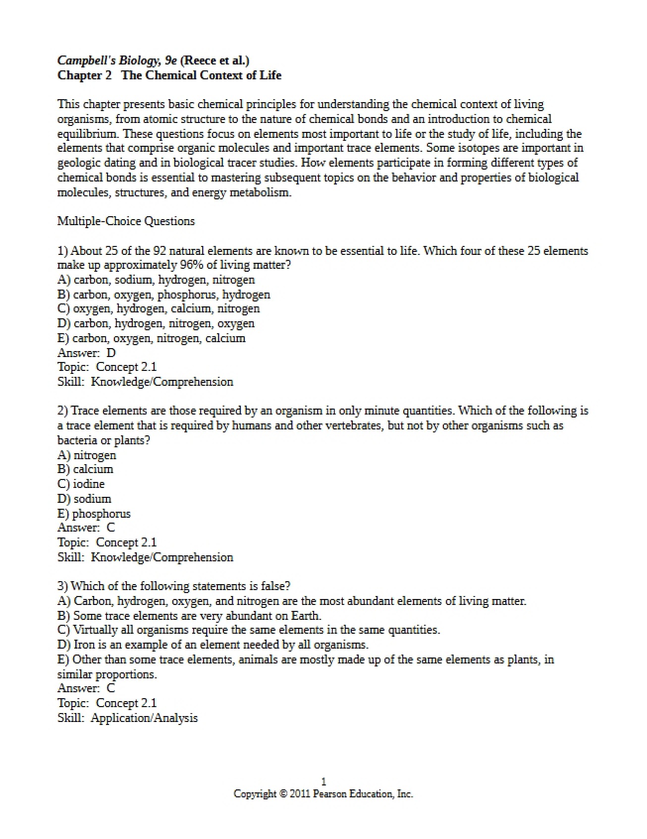 Chapter 2 The Chemical Context of Life