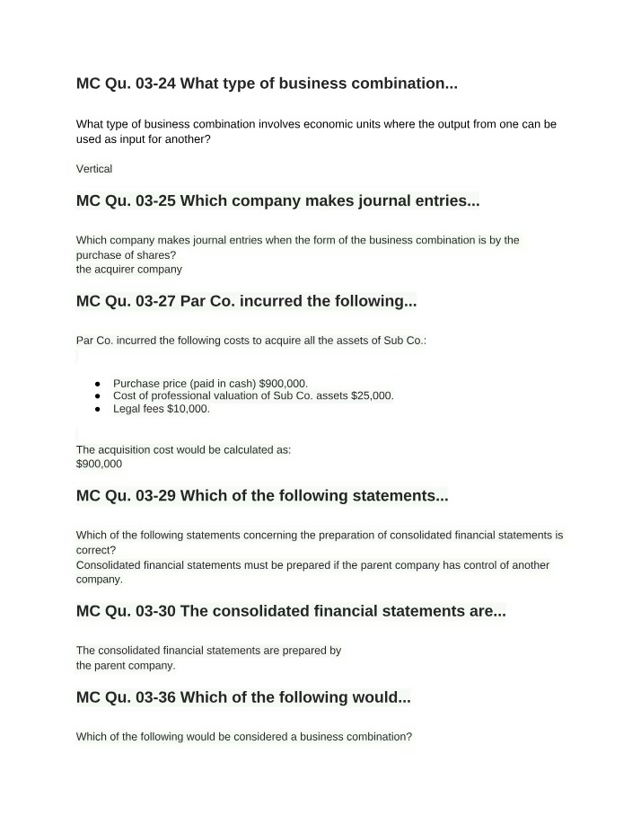 Business Combinations and Types