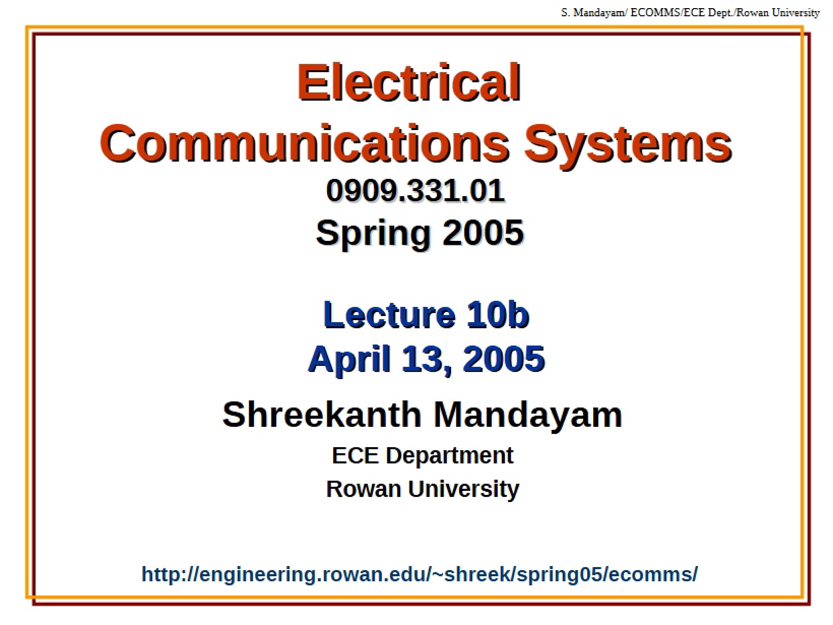 Comms Systems Slides