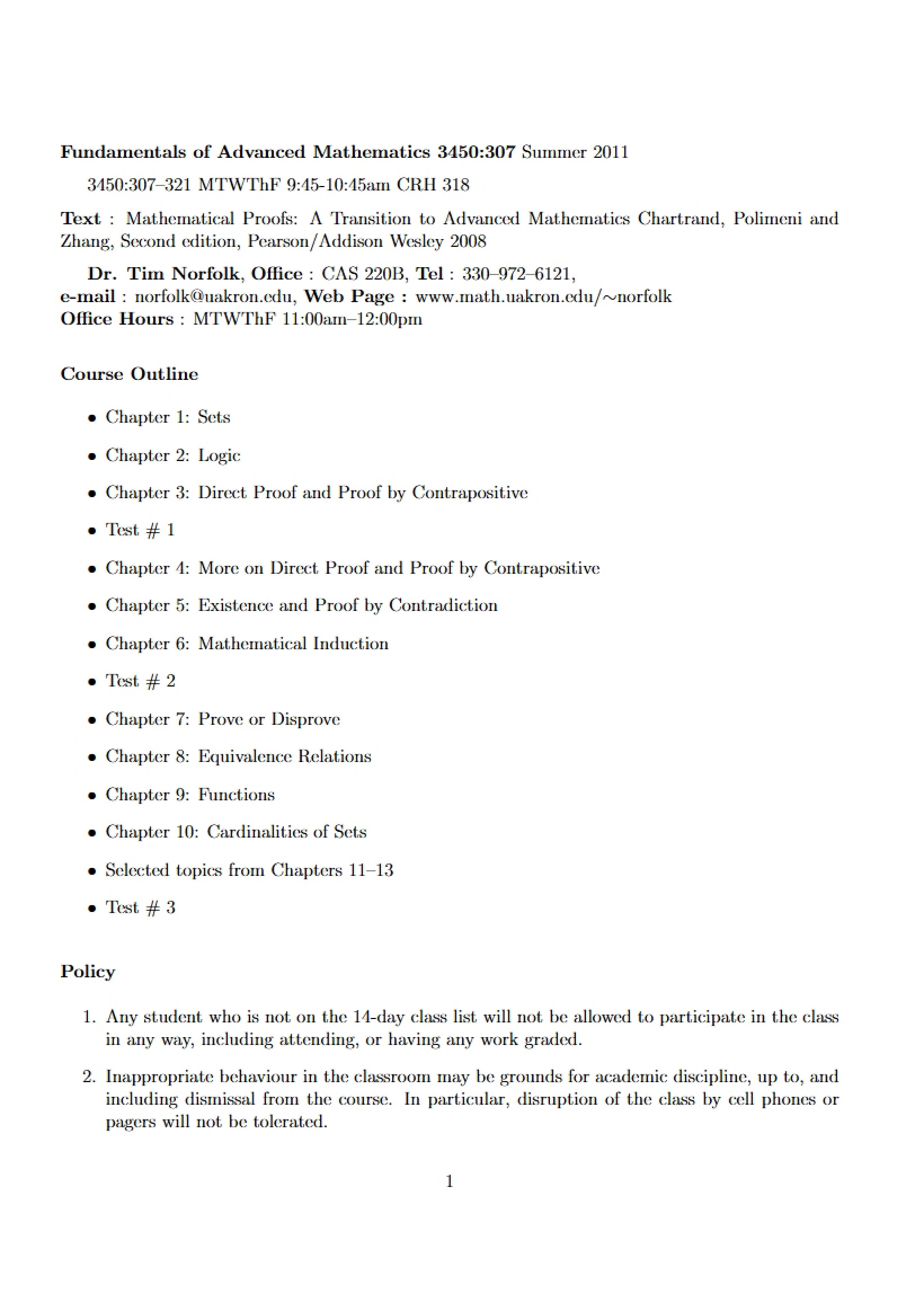 Advanced Math Fundamentals Outline
