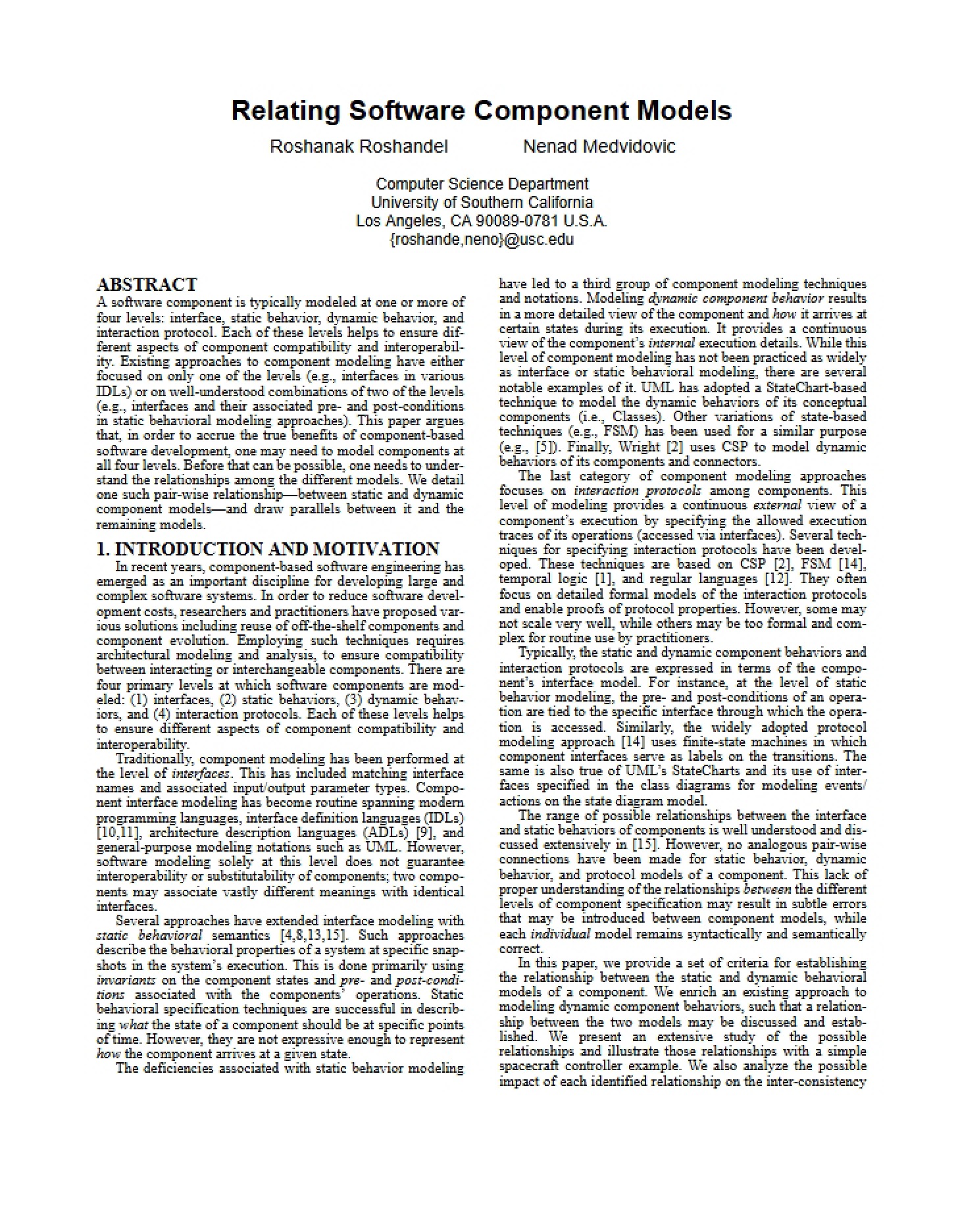 USC CSE Report 2003-504