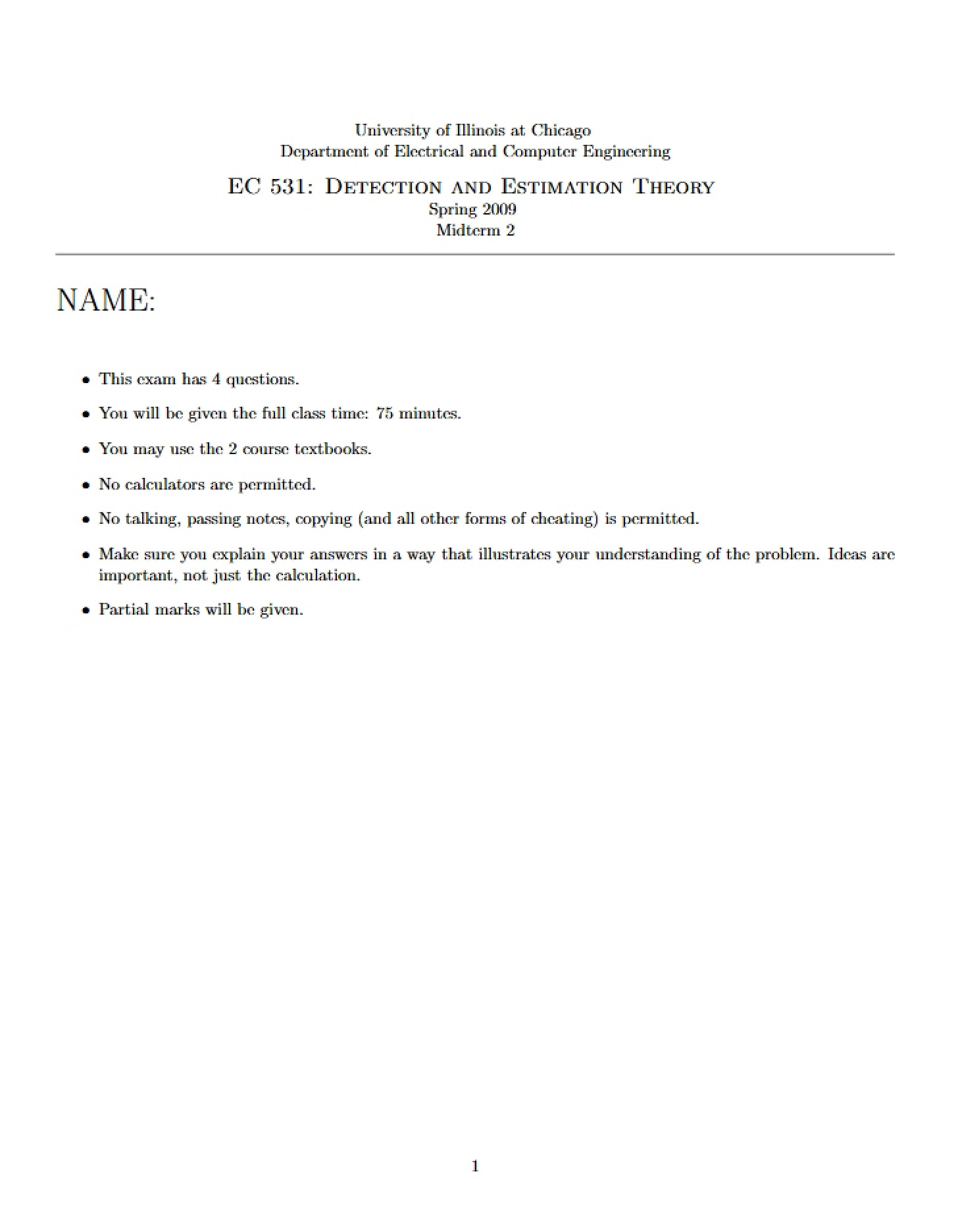 Detection and Estimation Midterm 2
