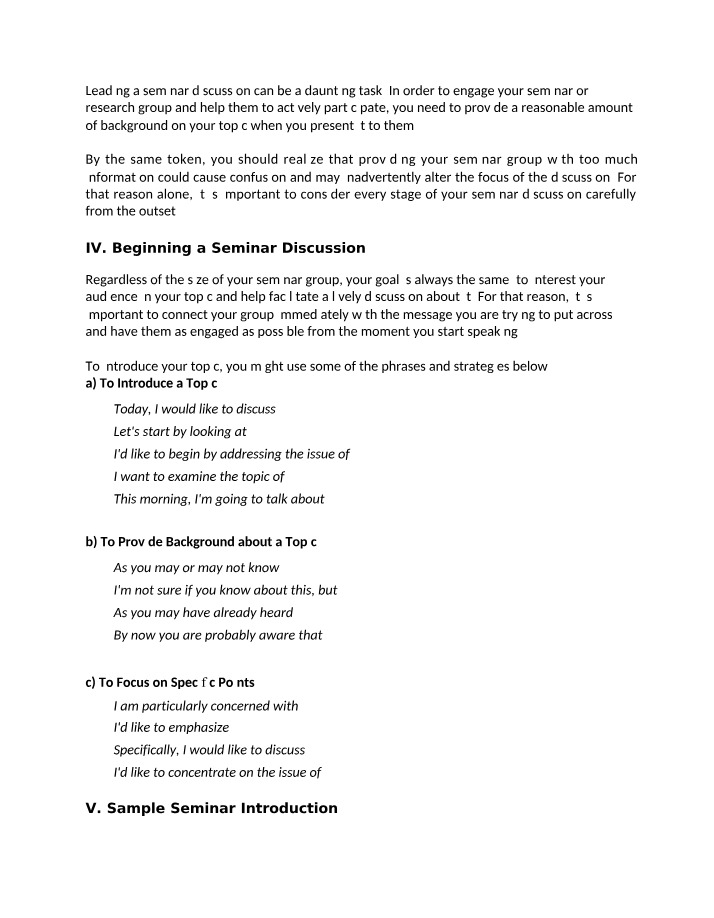 Discussion Guide for Seminar