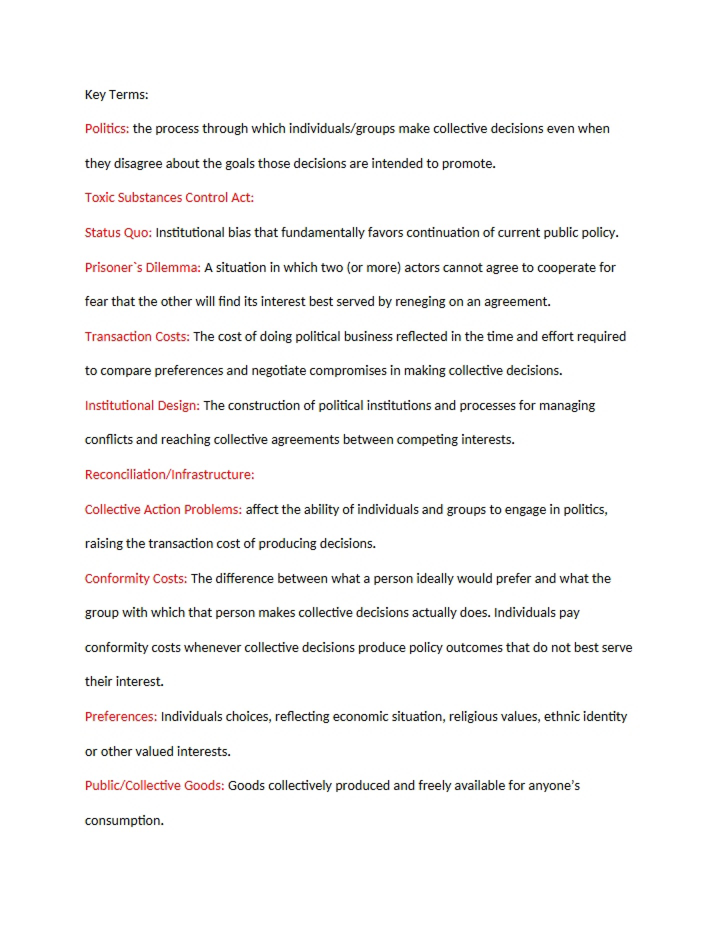 Vocabulary Key