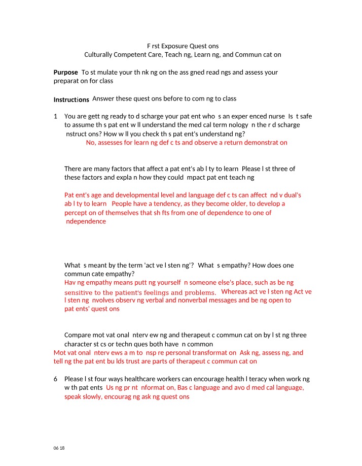 Patient Learning Factors and Techniques