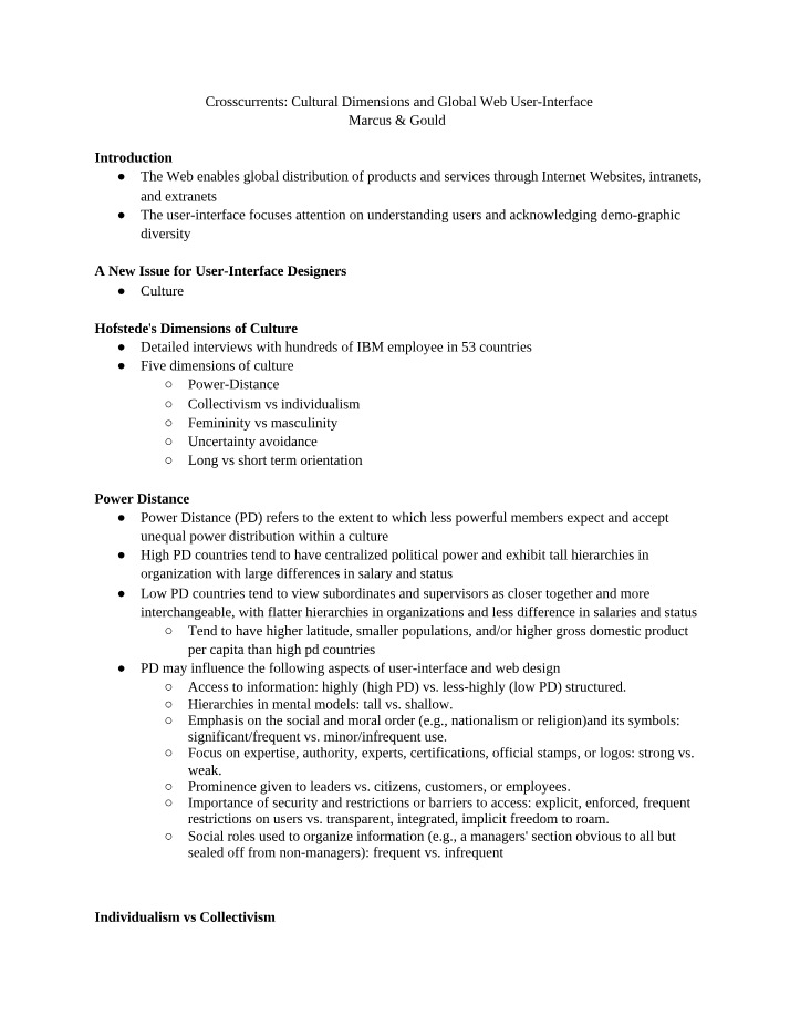 Cultural Dimensions for User-Interface Design