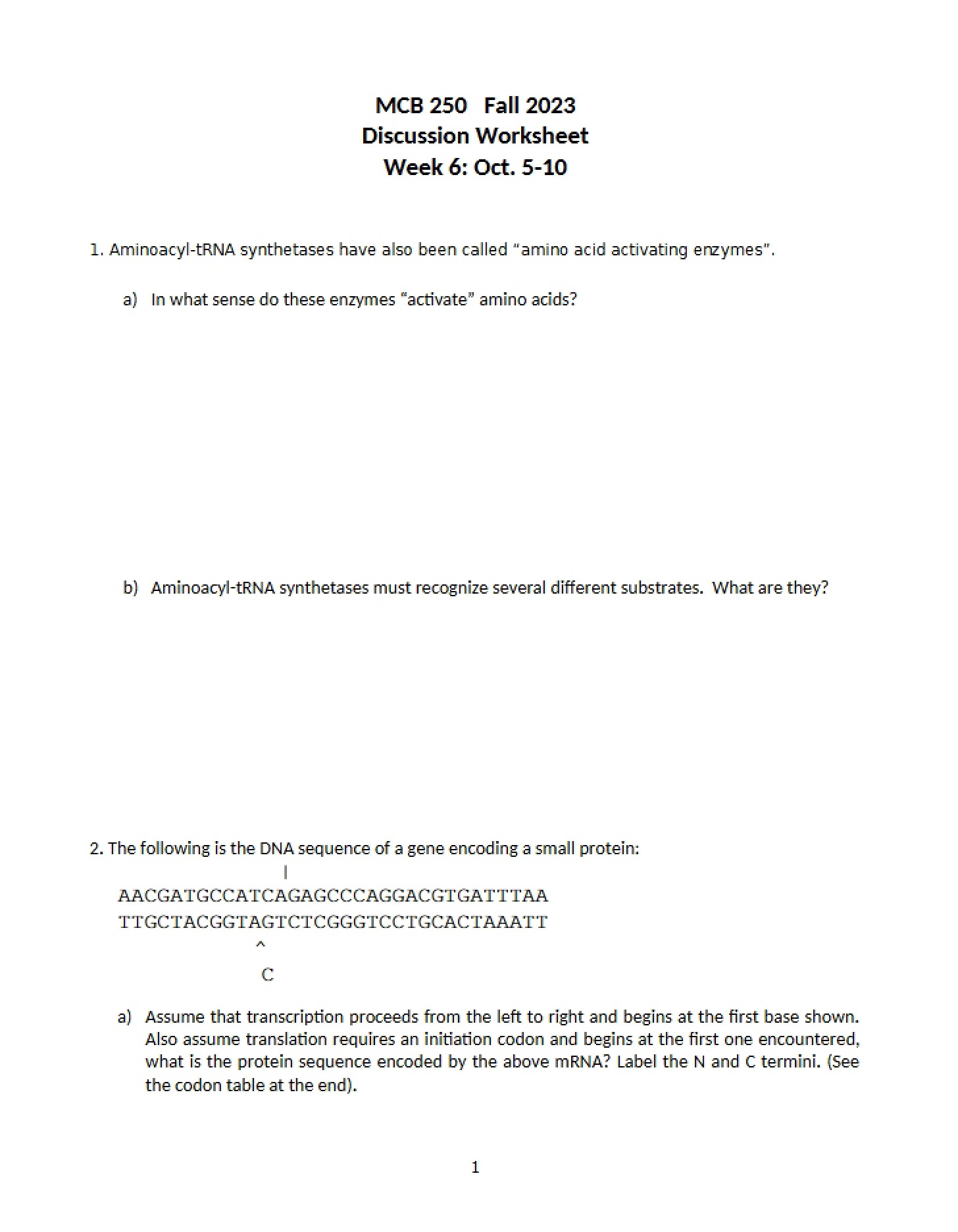 Week 6 Discussion Sheet
