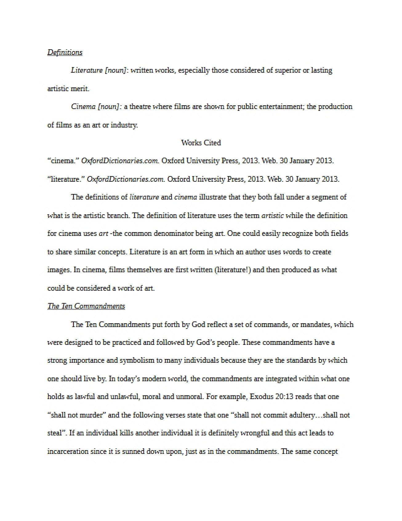 Film as Literature Course Material