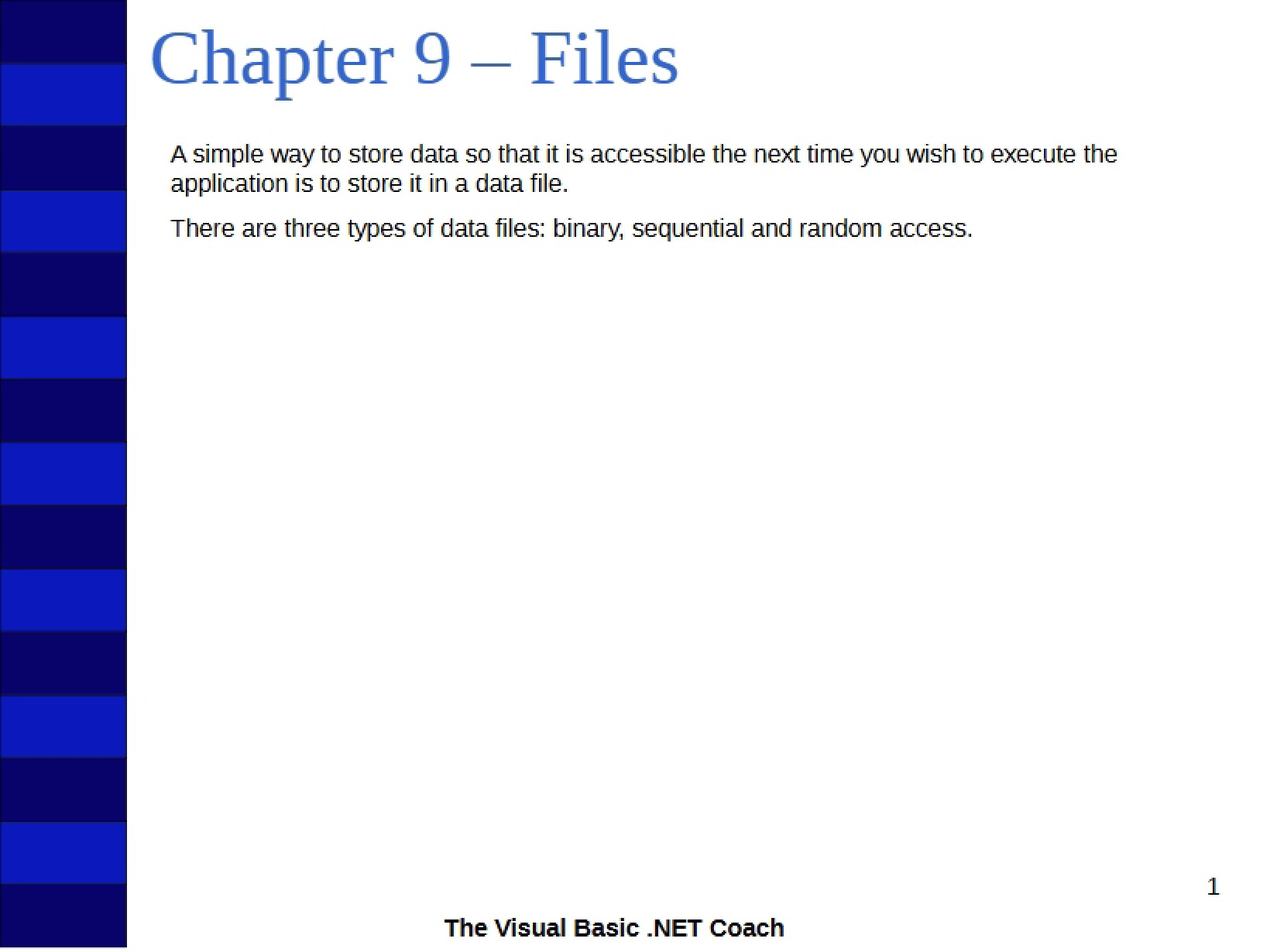 Working with Files (Chapter 9)