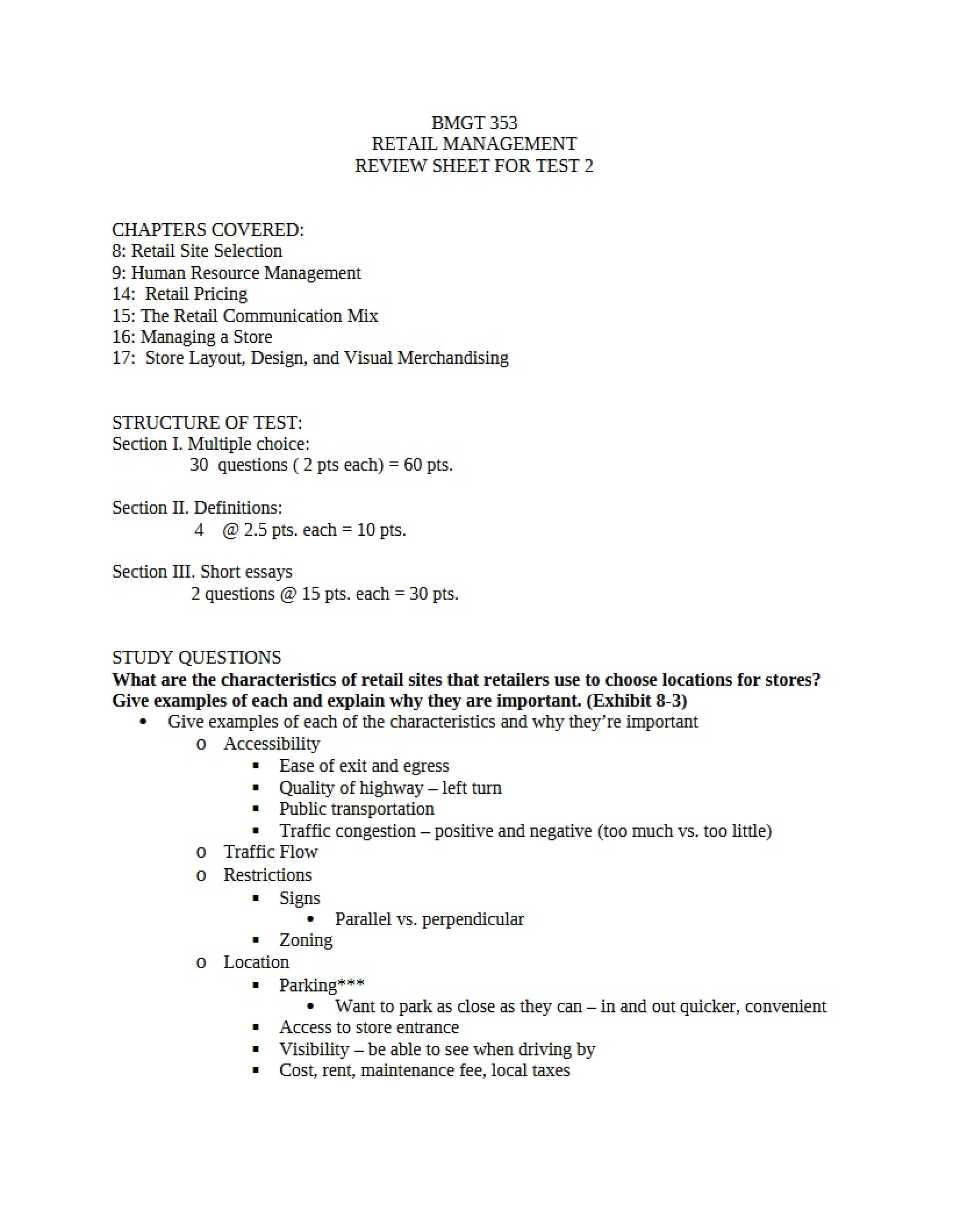 Second Test - Retail