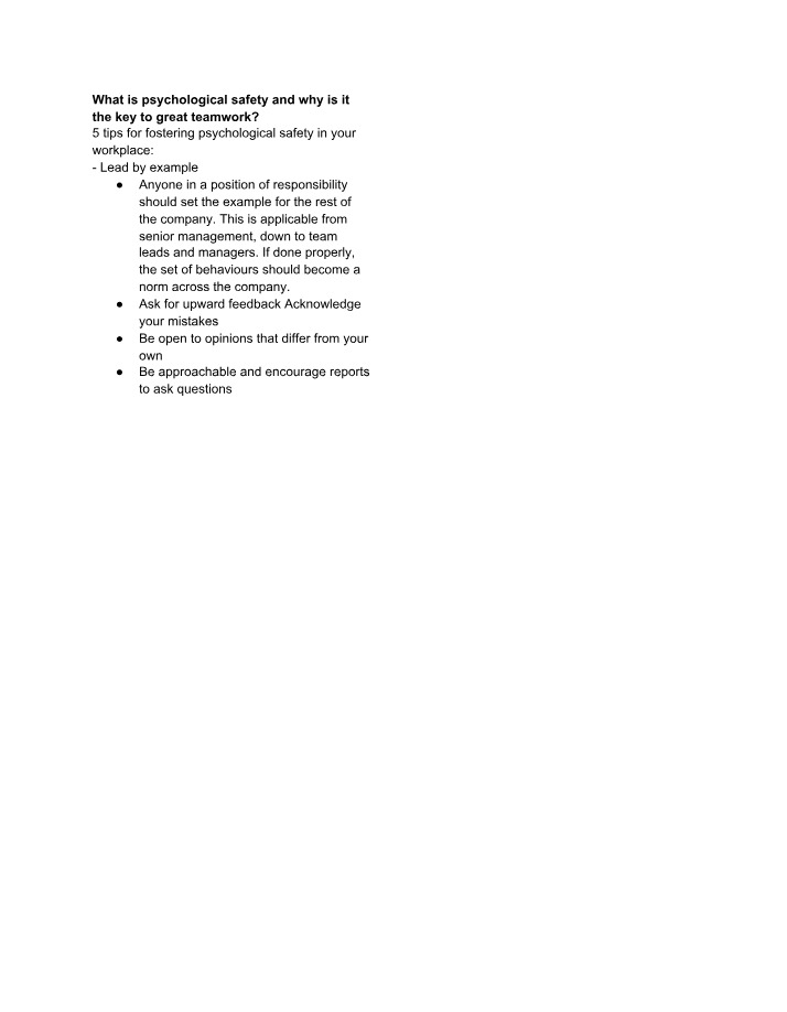 Teamwork Tips for Psychological Safety