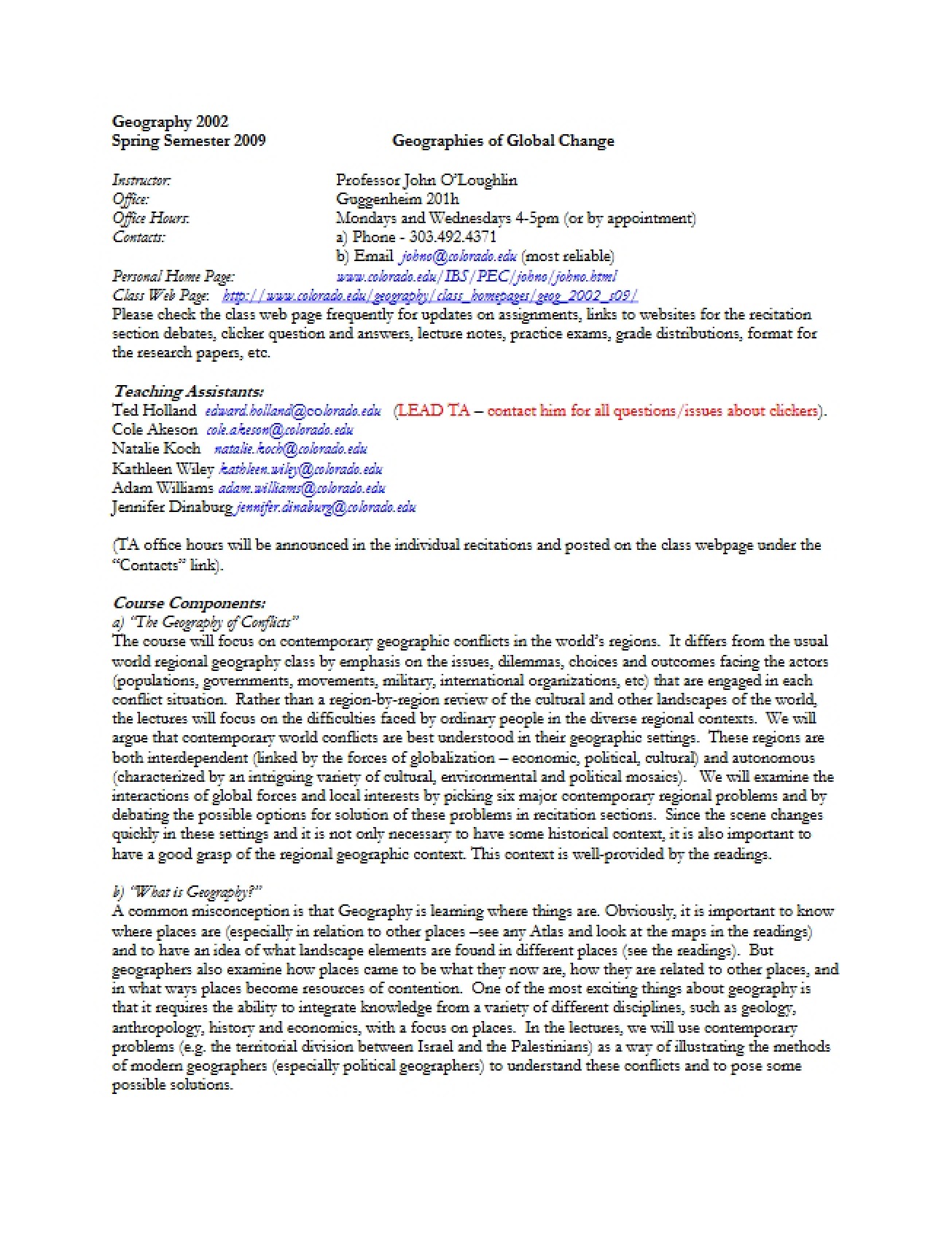 Global Change Syllabus (Set 1)