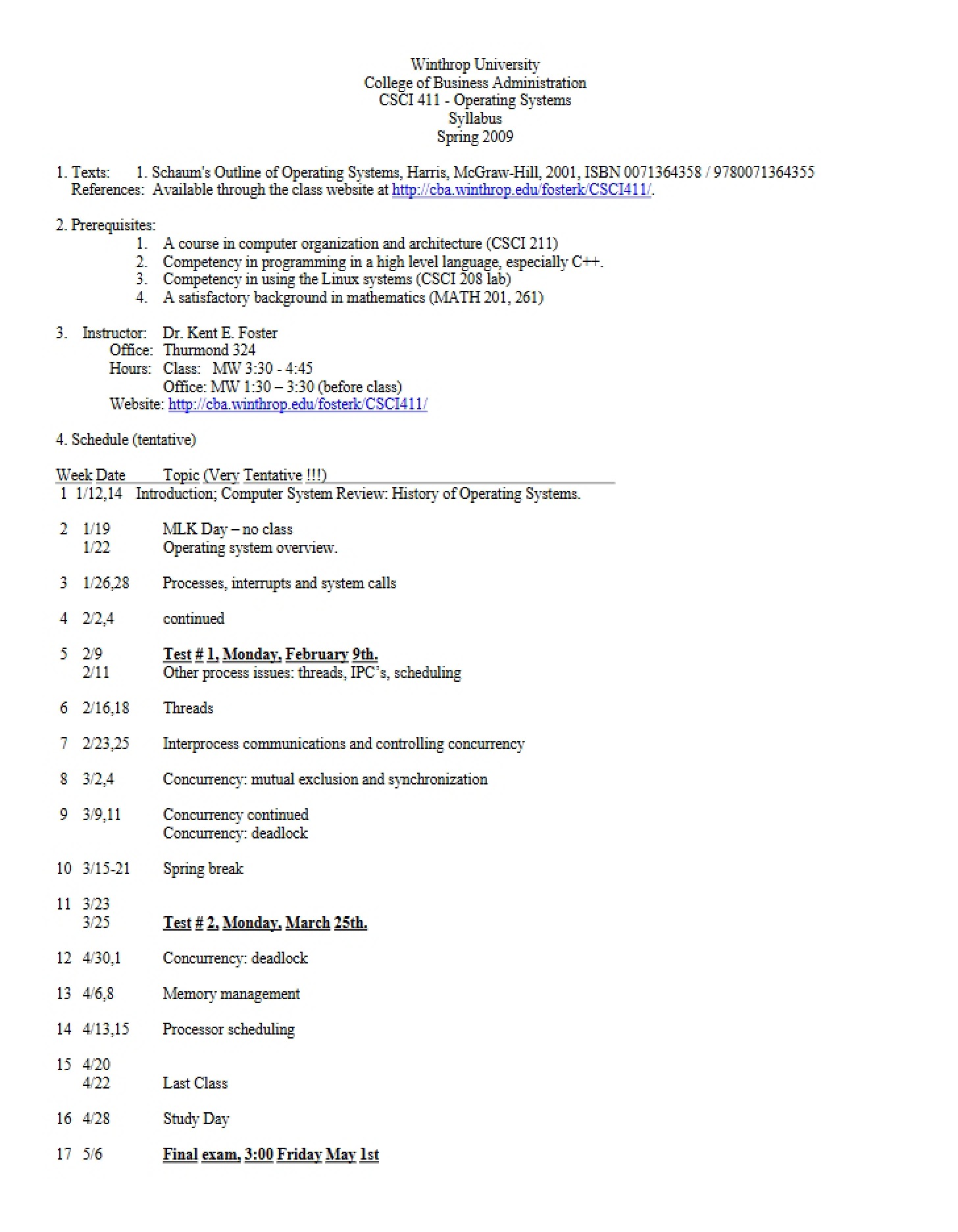 Course Syllabus Sheet