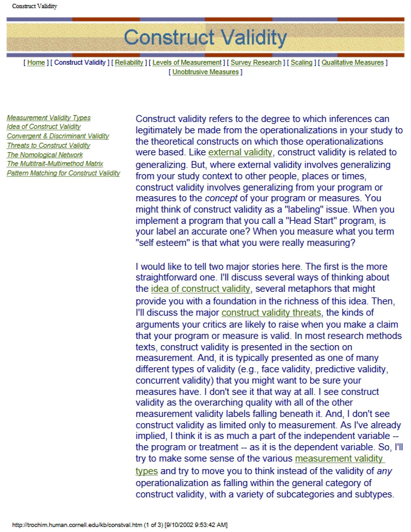 Validity of Constructs