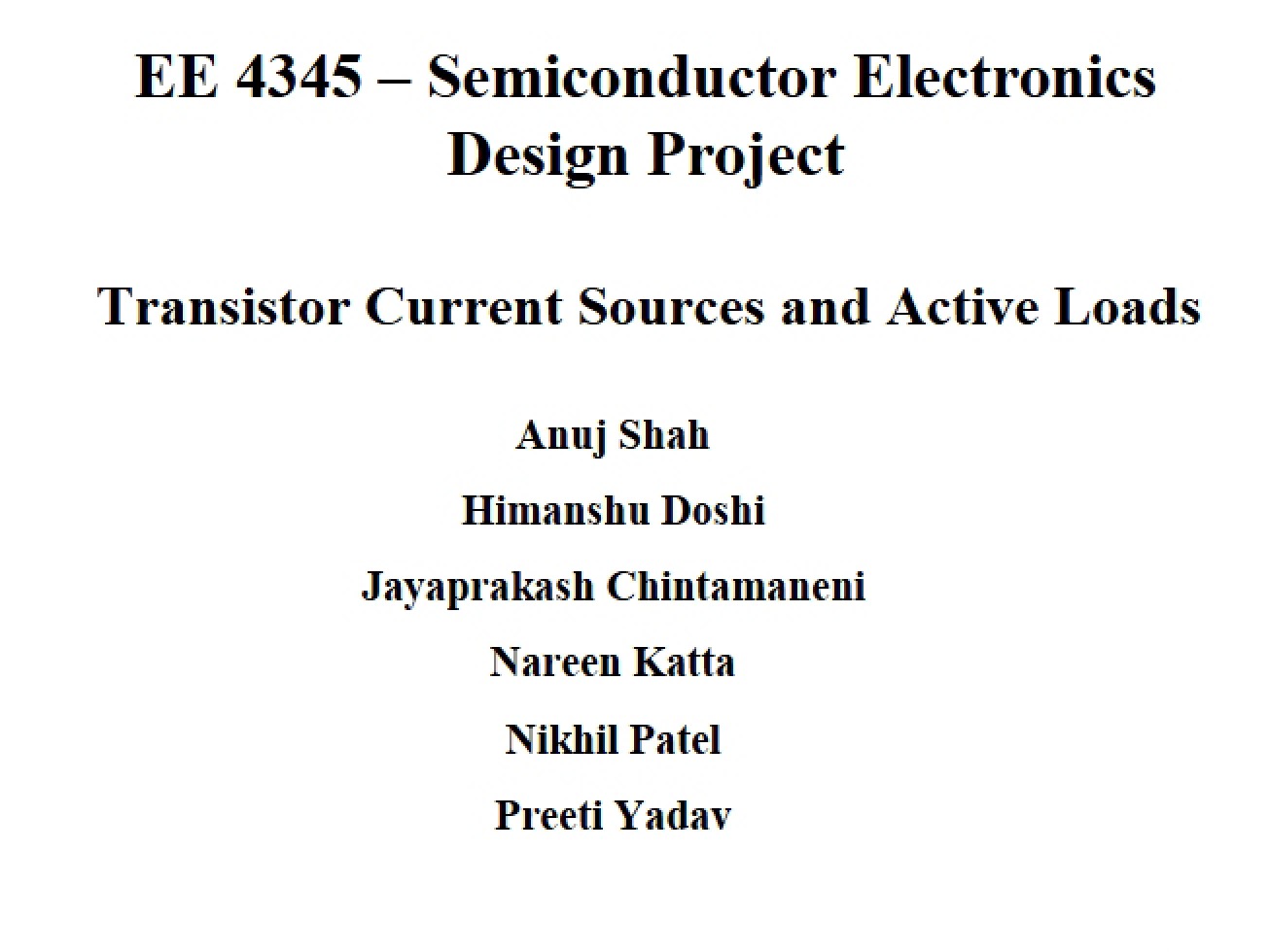 Active Loads and Current Sources (Transistor)