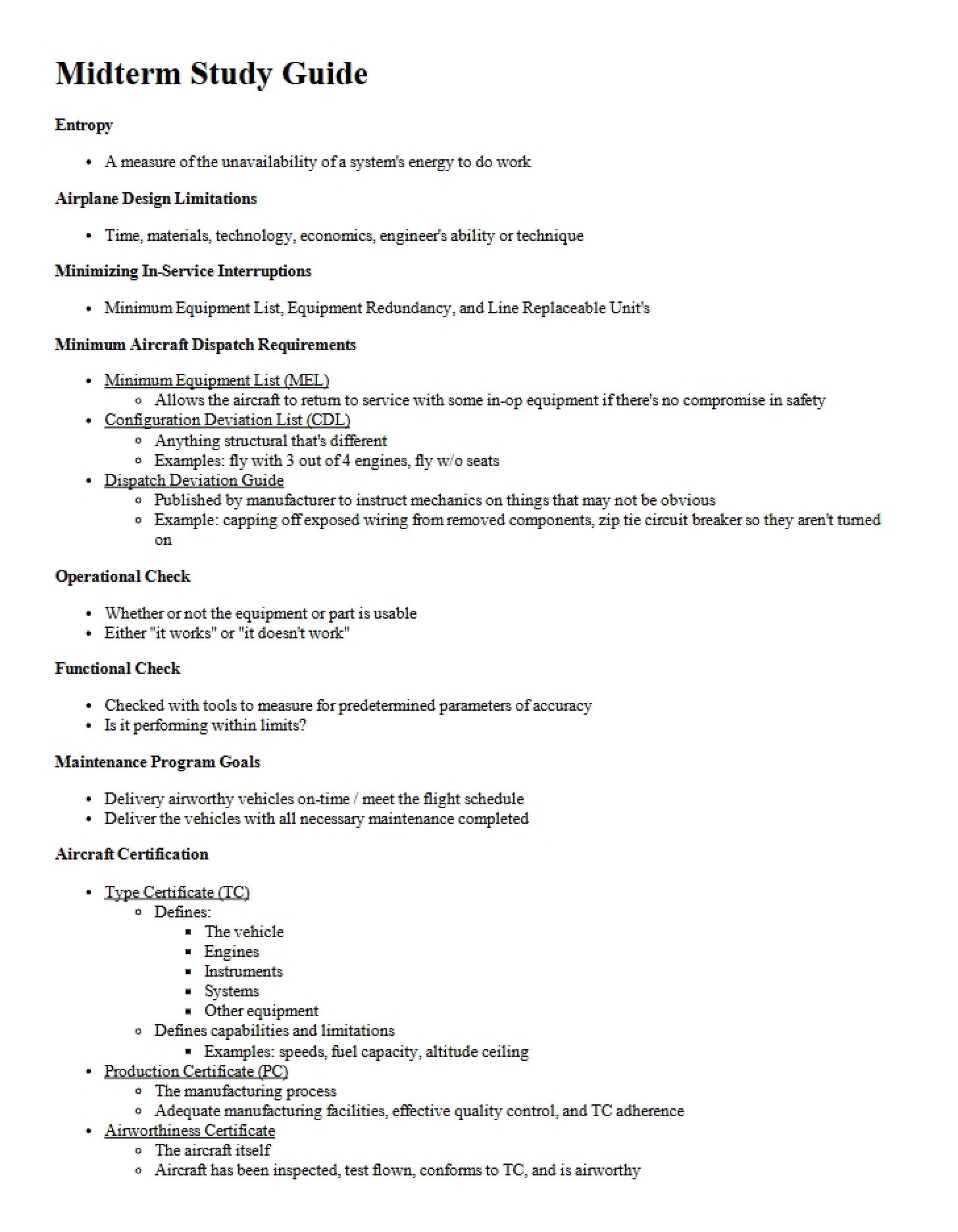 Guide for Midterm Study