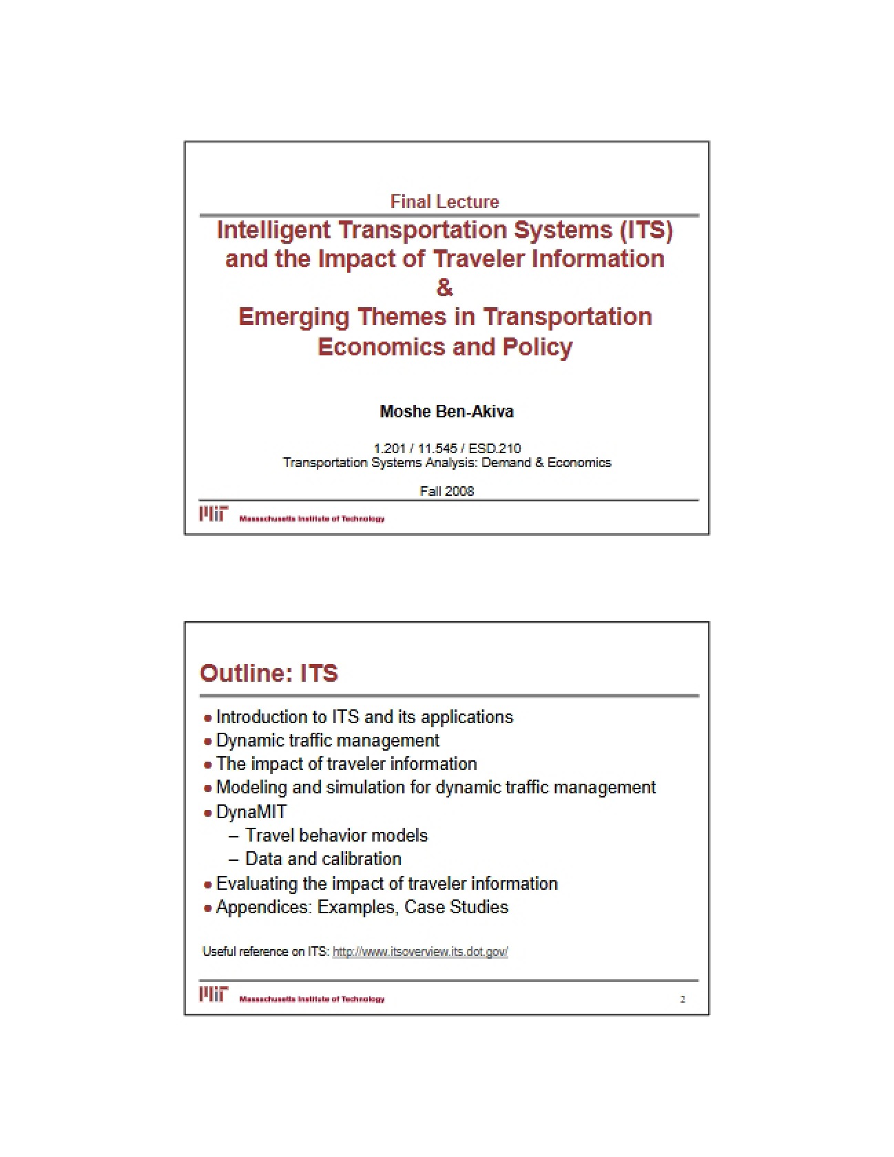 Transportation Systems (Intelligent)