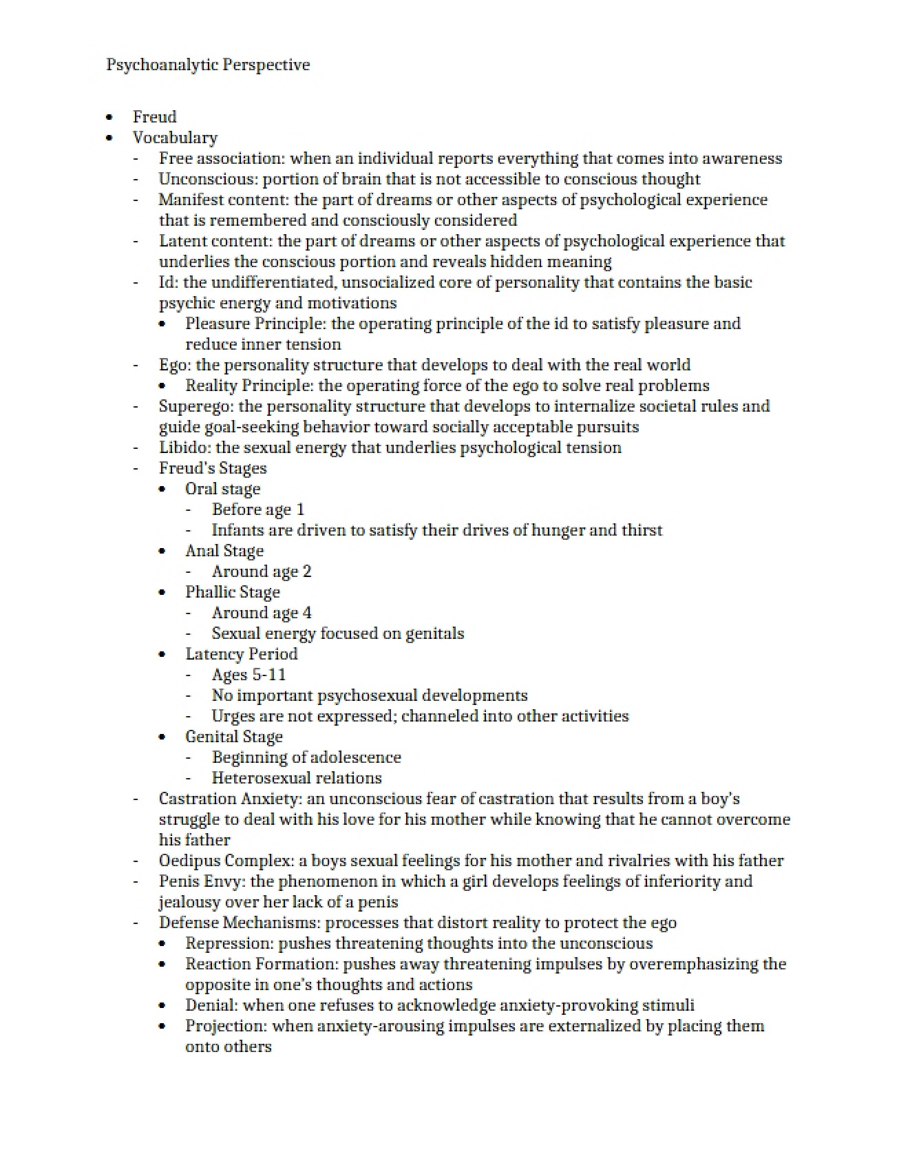Overview of the Psychoanalytic Perspective
