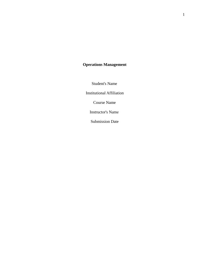Report on Operations Management