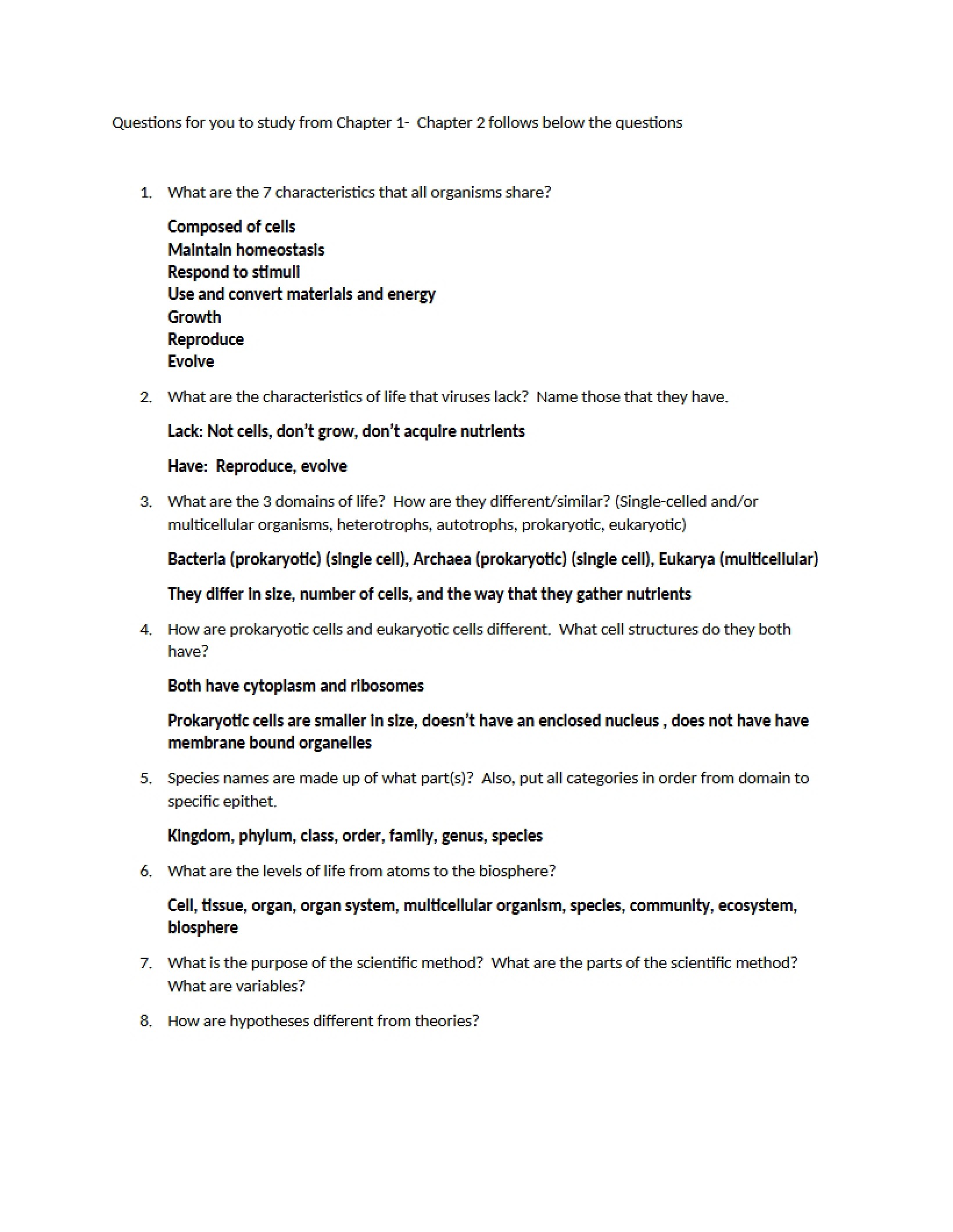 Biology Study Guide
