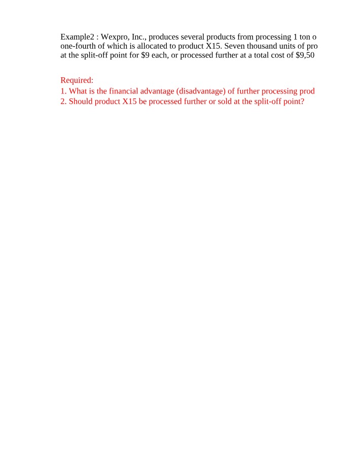 Solution for Joint Products Example 2