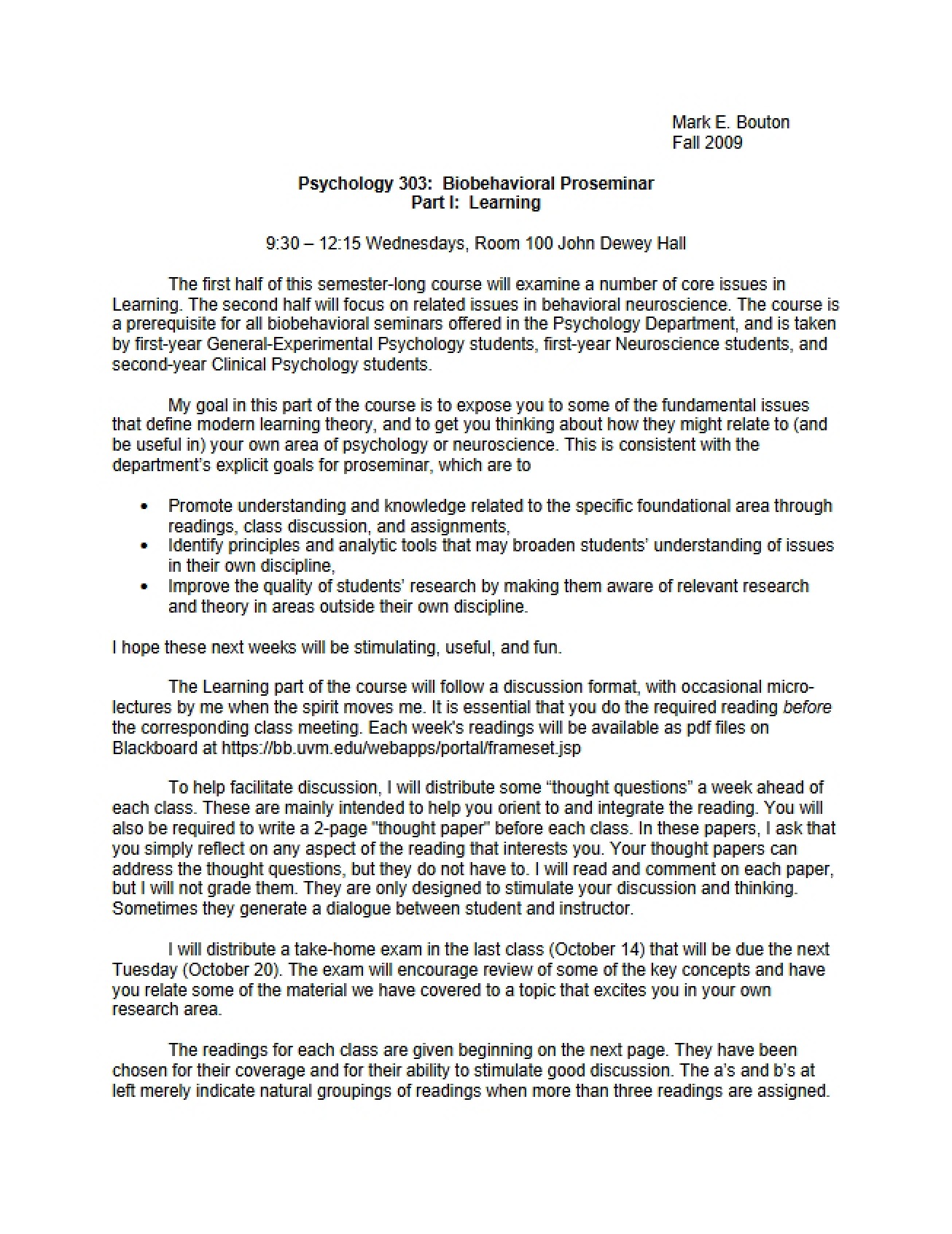 Part 1 Biobehavioral Learning